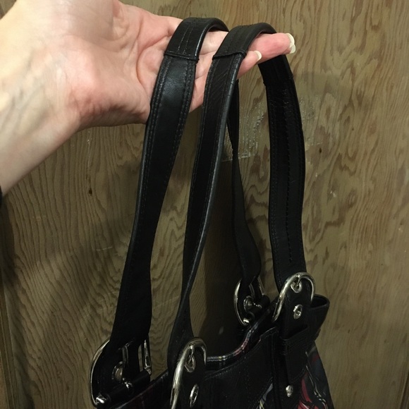 COACH π Poppy Glam Glitter Tartan Plaid Hobo Tote - Picture 12 of 13